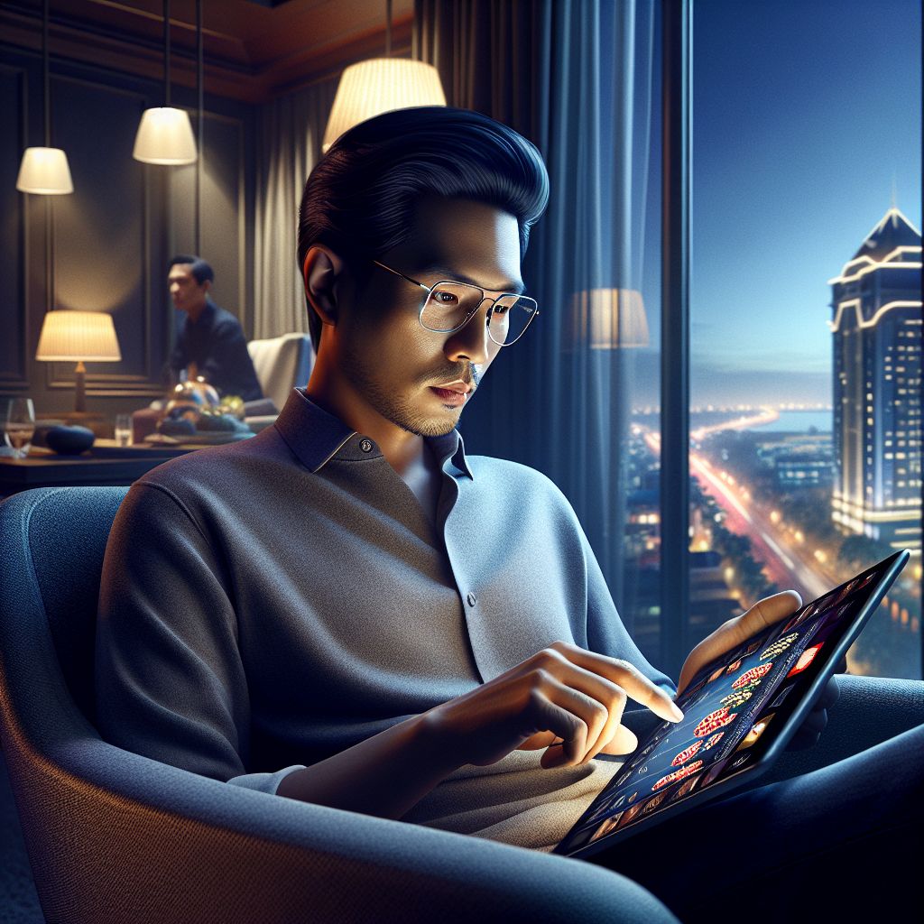 Focused user in Bangladesh checking live gaming options on a tablet screen