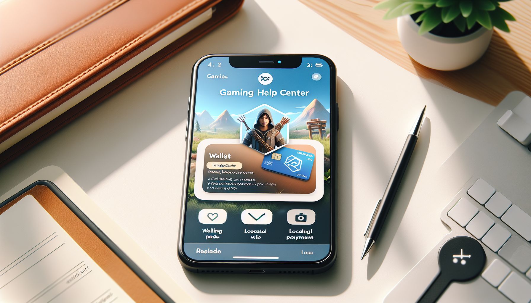 Mobile user reviewing support tools and wallet options on a gaming app