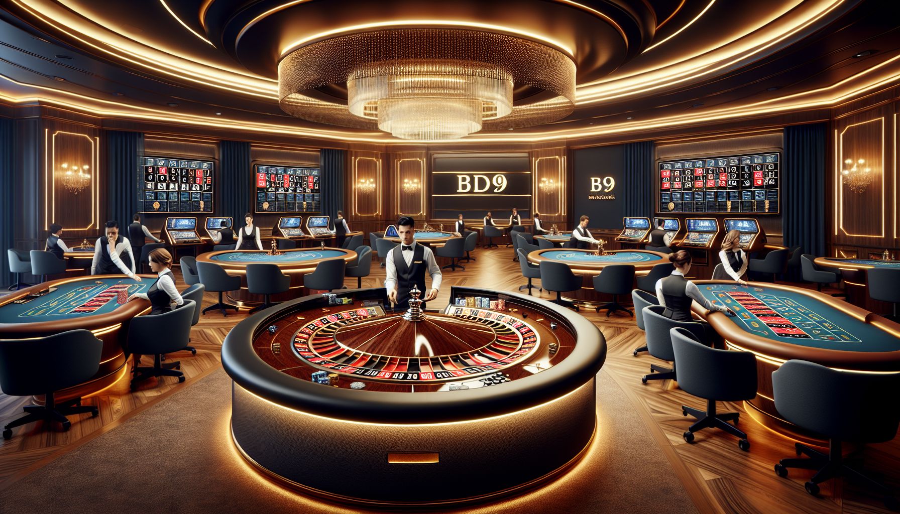 Elegant live casino table with dealer lights and premium gaming setup
