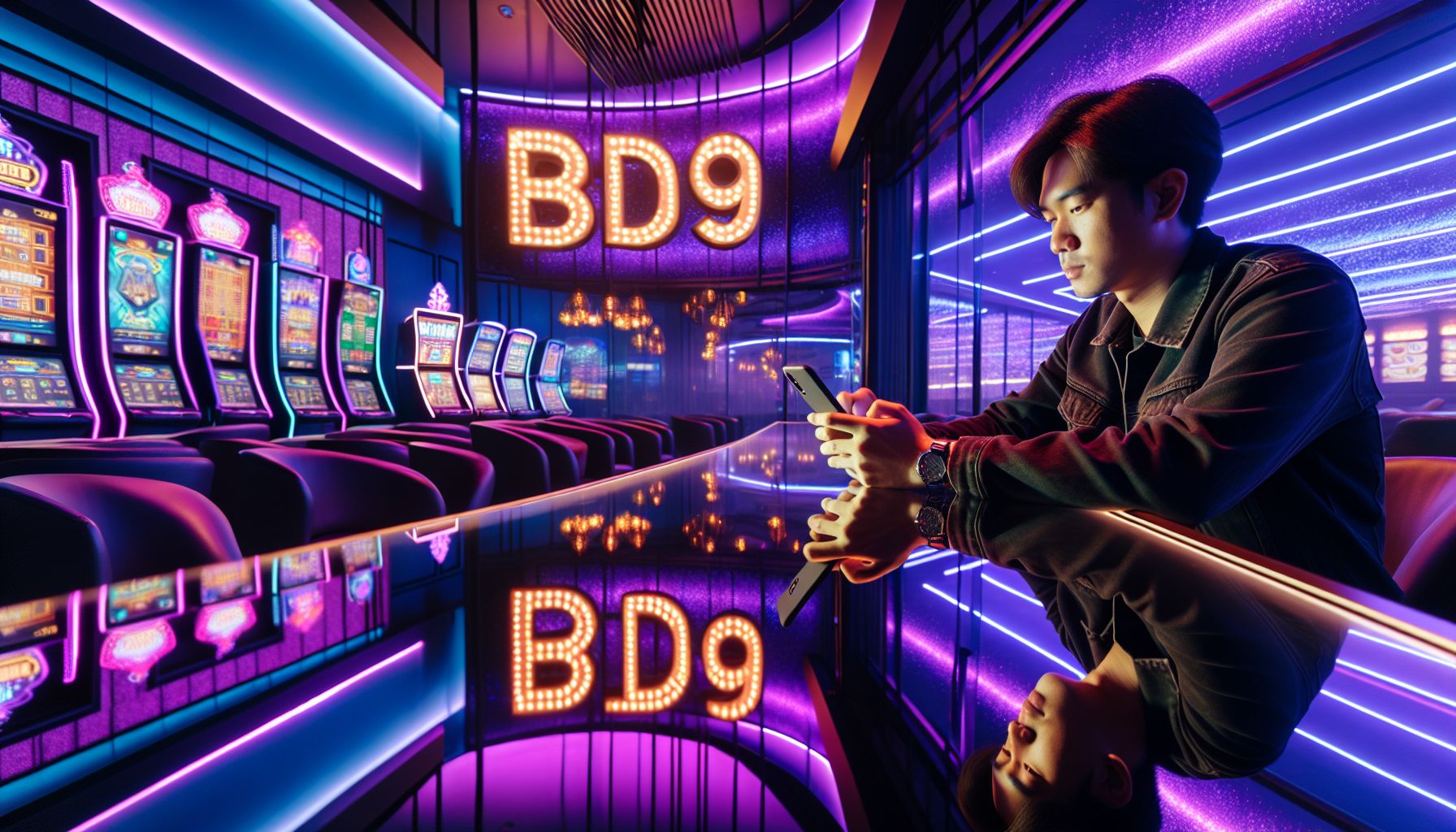 Bangladesh player viewing a vibrant online gaming screen with glowing casino visuals and bd9 styled atmosphere