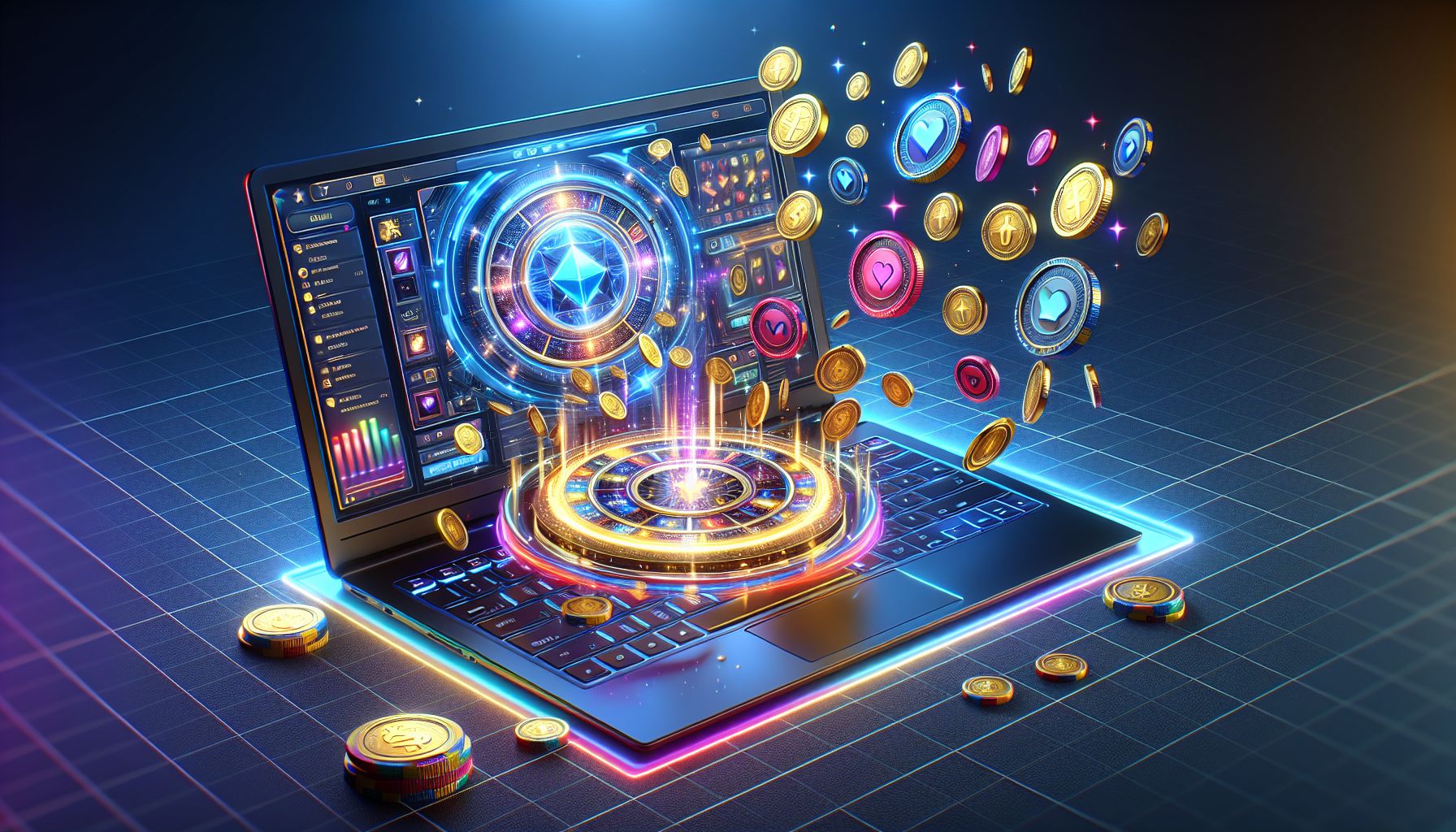 Modern device display filled with colorful game icons, bright effects and a polished bd9 gaming interface